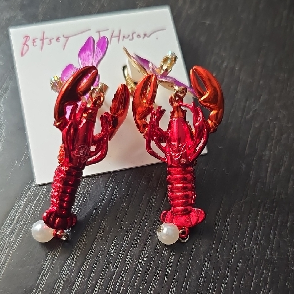 Betsey Johnson Red Lobster Earrings